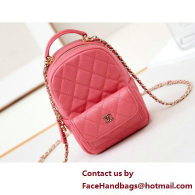 Chanel Grained Calfskin & Gold-Tone Metal Mini Backpack Bag AP3753 Dark Pink 2025 - Click Image to Close